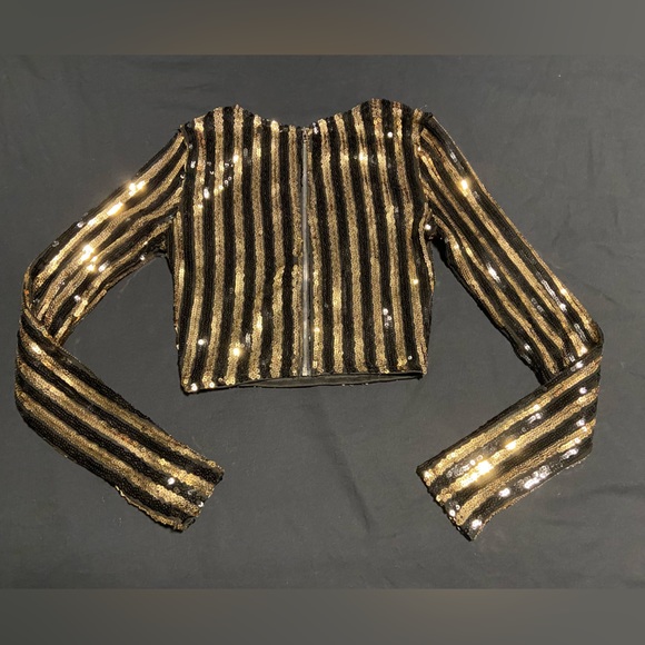 Gold & black sequin crop top - Picture 4 of 6